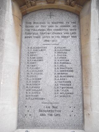 photo of Baptist Church Roll of Honour